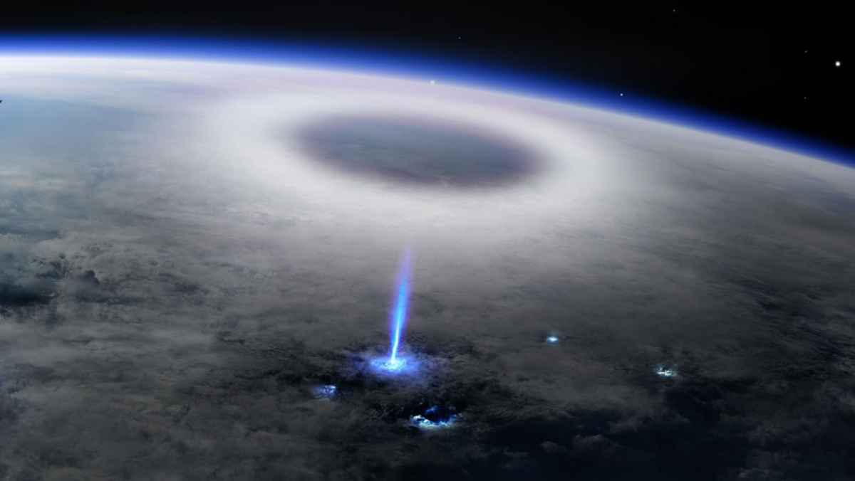 Volodymyr Lietunov — blue jet upper-atmospheric lightning above a thunderstorm, atmospheric electricity